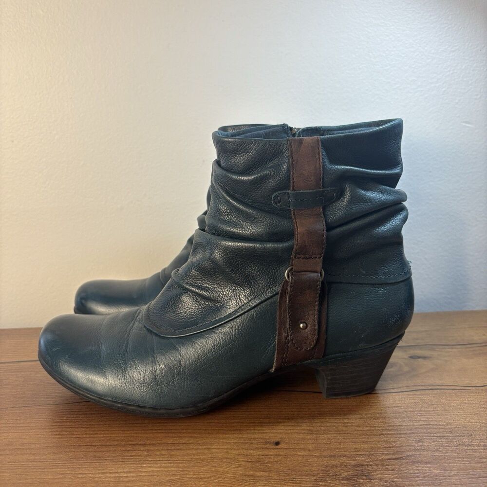 Rockport Cobb Hill Womens 9 N Alexandra Booties In Green Teal Ankle Boot Leather - Picture 2 of 9